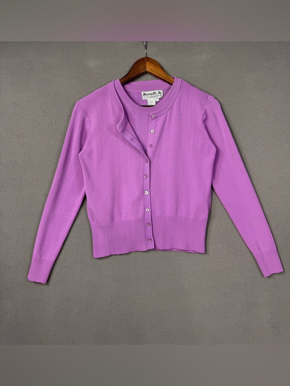 Vintage Joseph A. Purple Lilac Button-Front Crew Cardigan and Tank Set, Small
